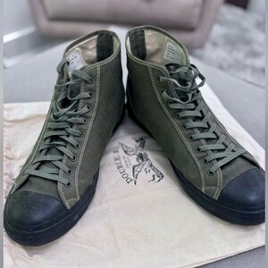 Ralph Lauren Mens Double RL RRL Mayport Canvas Olive Green Hi Top Lace Sneakers